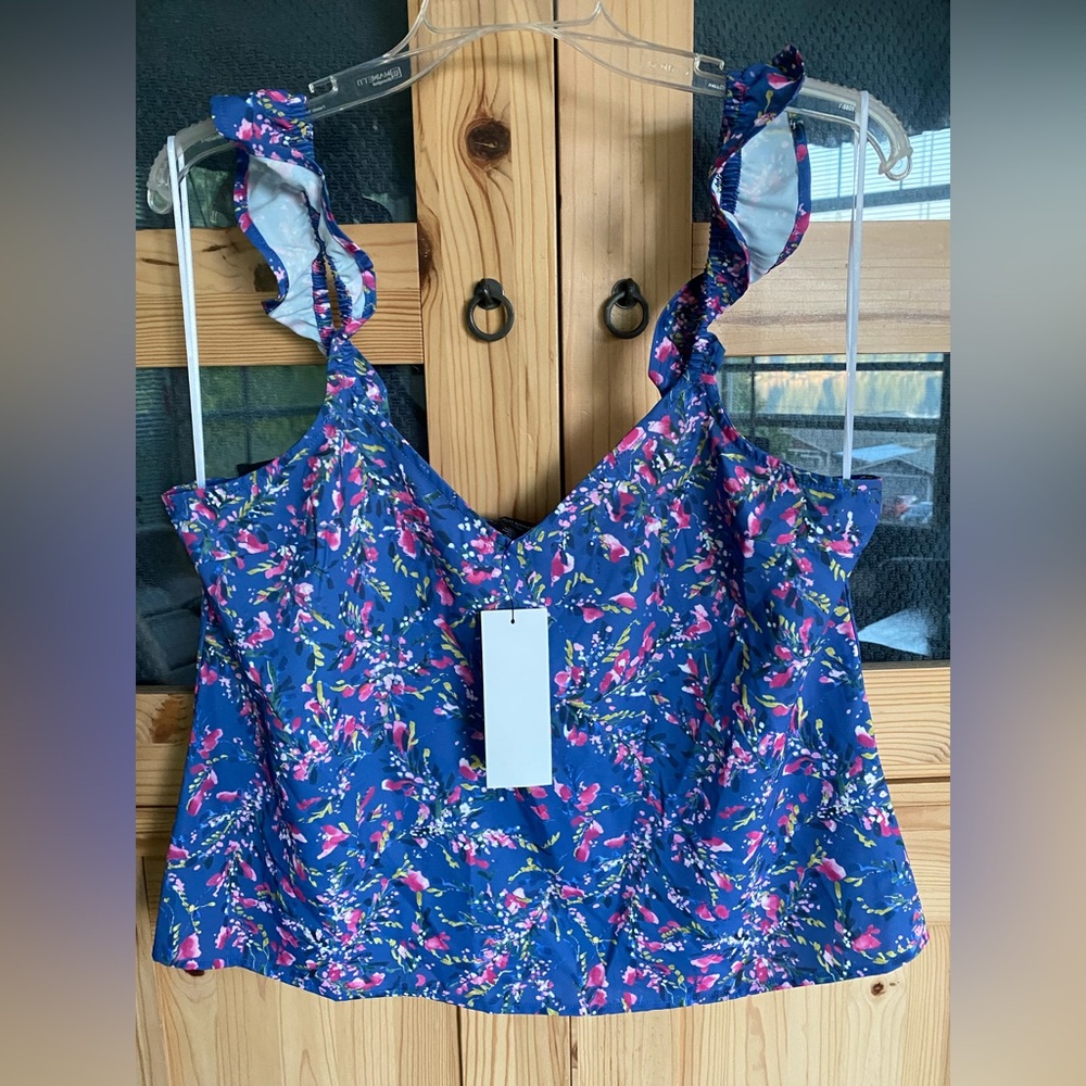 French Connection Blue and Pink Floral Top